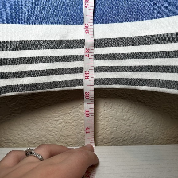 Calvin Klein Womens 14 Blue Gray Striped Sheath Scuba Stretch Knee Length Formal - Picture 6 of 6